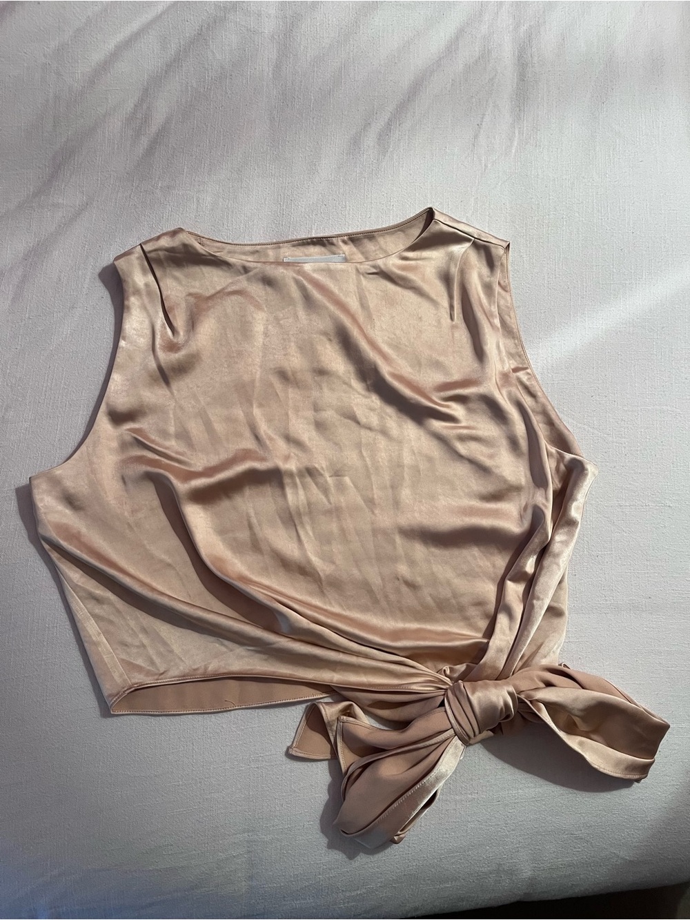 Anthropologie Satin Tie-Front Camisole in Light Beige